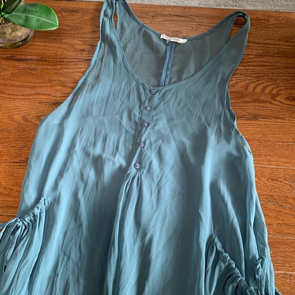 Monoreno for Anthropologie Sheer Tunic Tank Dress Women’s Blue Pockets Sz Large - Picture 7 of 12